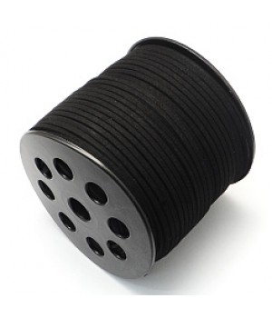 Flat Ultra Micro Fiber Suede Cord 2.5mm black color, 1 meter