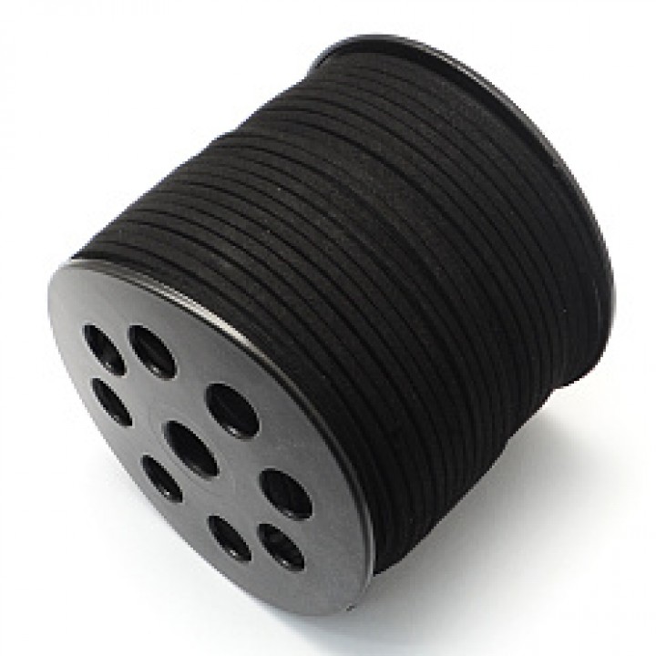 Flat Ultra Micro Fiber Suede Cord 2.5mm black color, 1 meter