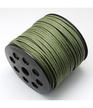 Flat Ultra Micro Fiber Suede Cord 2.5mm olive green color, 1 meter