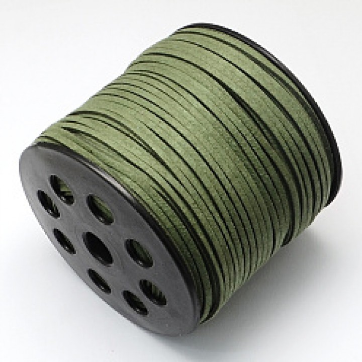 Flat Ultra Micro Fiber Suede Cord 2.5mm olive green color, 1 meter