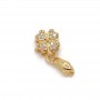 Bale clip Clover inlaid with cubic zirkonia, gilding 18K