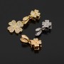 Bale clip Clover inlaid with cubic zirkonia, gilding 18K