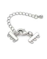 11mm 3 Loops Connectors for bracelet or necklace, platinum plated brass