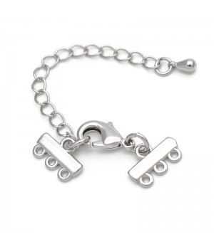 Terminales 11mm con cierre mosquetón para 3 filas, latón con baño de platino