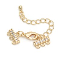 12mm CZ 3 Loops Connectors for bracelet or necklace, 18K gold plated brass