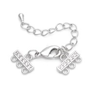 12mm CZ 3 Loops Connectors for bracelet or necklace, platinum plated brass