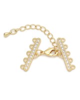 Концевики 25мм с карабином на 5 нитей фианиты, позолота 18К