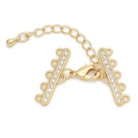 25mm CZ 3 Loops Connectors for bracelet or necklace, 18K gold plated brass