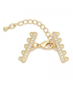 Terminales 25mm con cierre mosquetón para 3 filas cironitas, latón dorado 18K