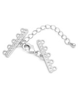 Концевики 25мм с карабином на 5 нитей фианиты, родиевое покрытие