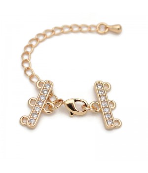16mm CZ 3 Loops Connectors for bracelet or necklace, 18K gold plated brass