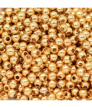 Round Brass Beads 2.5mm 50 pieces, 18K gold plated