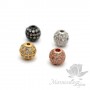Bead Ball 6mm inlaid with cubic zirkonia, gilding 18K