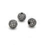 CZ Brass Micro Pave Clear Color 6mm Round Beads, gunmetal