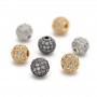 CZ Brass Micro Pave Clear Color 6mm Round Beads, 18K gold plated