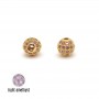 Bead Ball 6mm with pink cubic zirkonia, 18K gold plated