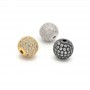 CZ Brass Micro Pave Clear Color 8mm Round Beads, 18K gold plated