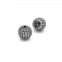 CZ Brass Micro Pave Clear Color 8mm Round Beads, gunmetal