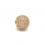 Bead Ball 10mm inlaid with cubic zirkonia, gilding 18K