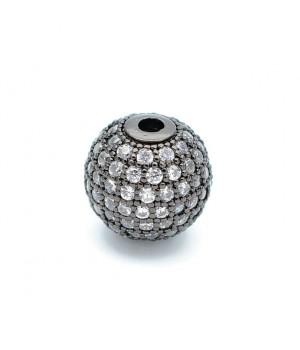 CZ Brass Micro Pave Clear Color 12mm Round Beads, gunmetal