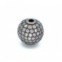 CZ Brass Micro Pave Clear Color 12mm Round Beads, gunmetal