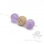 Bead Ball 10mm with pink cubic zirkonia, 18K gold plated