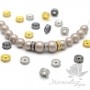 Bead "Washer 10mm" with round cubic zirkonia, 18K gold plated