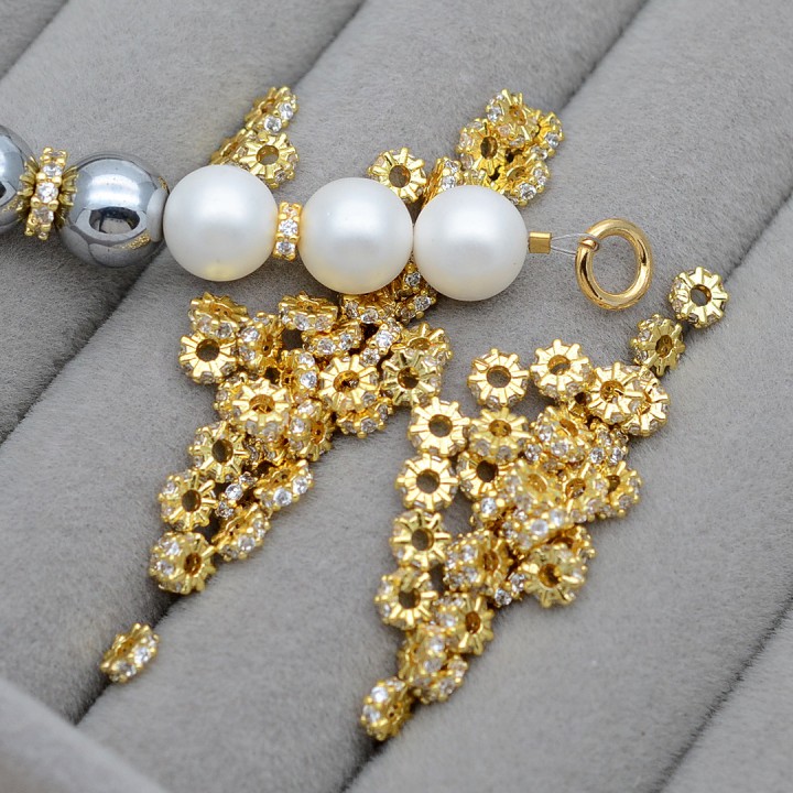 Бусина Рондель 4.5:1.5мм с фианитами, позолота 18К