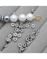 Бусина Рондель 4.5:1.5мм с фианитами, родиевое покрытие