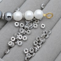 Бусина Рондель 4.5:1.5мм с фианитами, родиевое покрытие