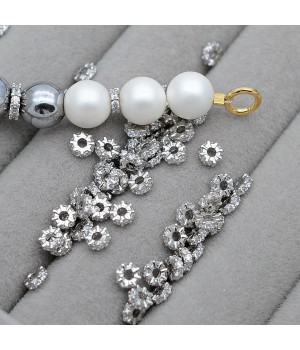 Бусина Рондель 4.5:1.5мм с фианитами, родиевое покрытие