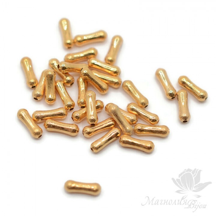Bead Bone 7:2mm 20 pieces, gold plated 18K