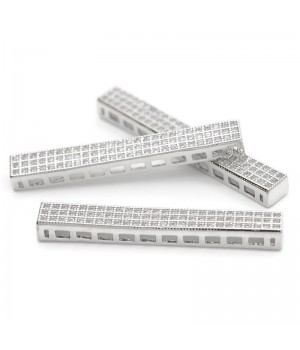 Separador rectangular de hilos para collares o pulseras 38mm, baño de platino