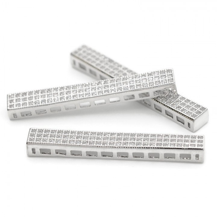 Separador rectangular de hilos para collares o pulseras 38mm, baño de platino