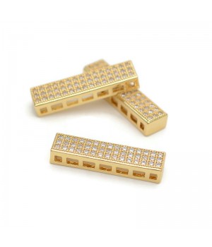 Separador rectangular de hilos para collares o pulseras 22mm, dorado 18K