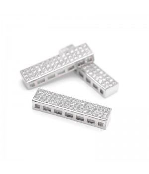 Separador rectangular de hilos para collares o pulseras 22mm, baño de platino
