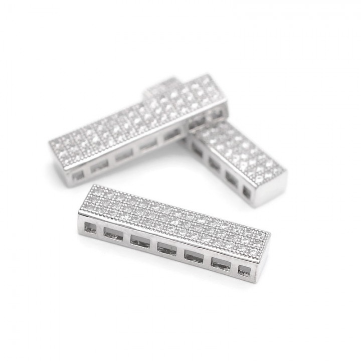 Separador rectangular de hilos para collares o pulseras 22mm, baño de platino