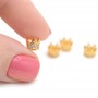 Brass Micro Pave Cubic Zirconia Crown Beads, 18K gold plated