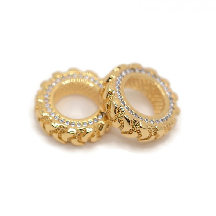 Bead Wheel 16mm, gold plated 18K