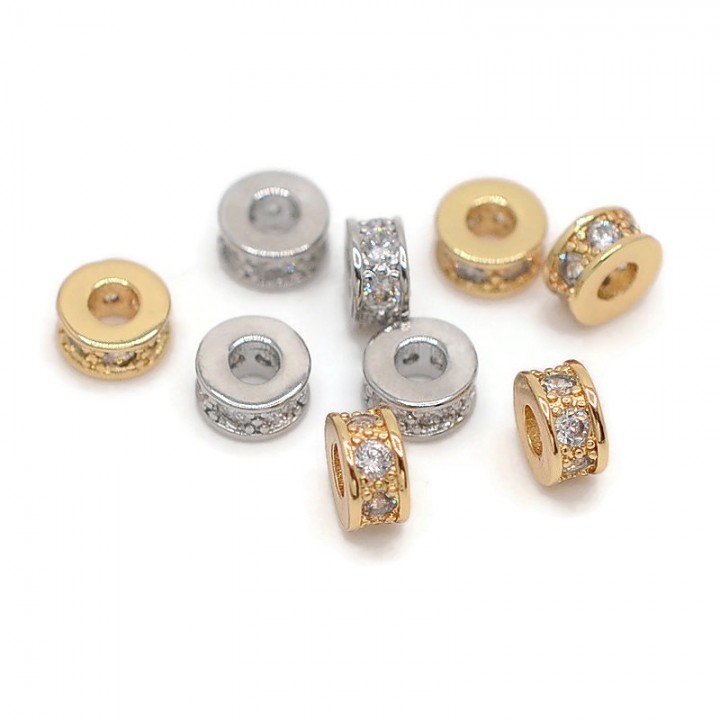Spacer 6:3.5mm with cubic zirkonia, 1 piece