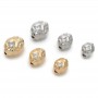 Oval Brass Beads 10mm cubic zirconia, 18K gold plated