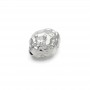 Oval Brass Beads 12mm cubic zirconia, platinum plated