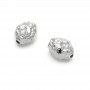 Oval Brass Beads 10mm cubic zirconia, platinum plated