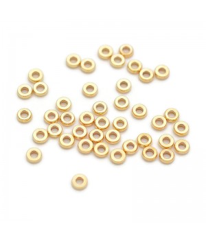 18K Gold Plated Brass Flat Round Rondelle Beads 3:1mm, 20 pcs