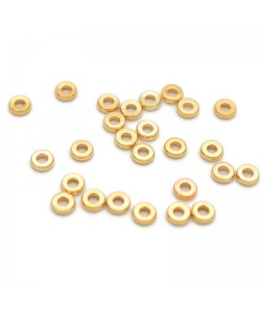 18K Gold Plated Brass Flat Round Rondelle Beads 4:1mm, 20 pcs