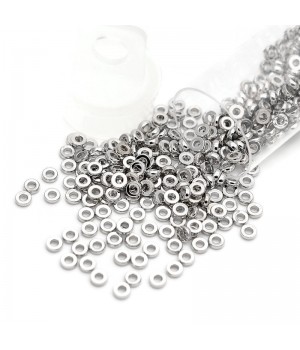 Platinum Plated Brass Flat Round Rondelle Beads 3:1mm, 20 pcs