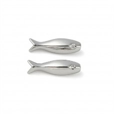 Platinum Plated Brass Micro Pave CZ Fish Beads 15.5mm, 1 piece