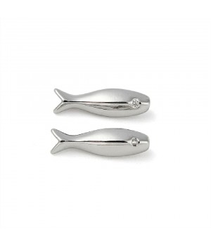 Platinum Plated Brass Micro Pave CZ Fish Beads 15.5mm, 1 piece