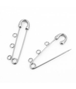 Pin with 3 loops 40mm(base for brooch), platinum plated