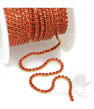 Strass chain "Ruby" 2mm(50cm), gold plated